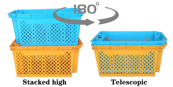خرید Stack And Nest Crate Supplier OEM Reversible Plastic Crate Agricultural Harvesting Supermarket Crate تولید آنلاین