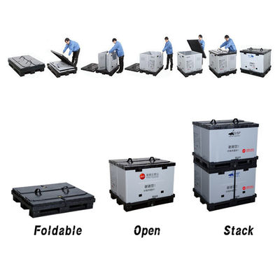 خرید جعبه پالت قابل جمع و جور پلاستیکی 1200 * 1000mm PP بسته بندی قابل ذخیره سازی انبار خودرو جعبه آستین Pp تولید آنلاین