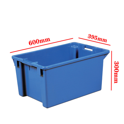 600x400x300mm جعبه های ذخیره سازی پلاستیکی مستطیل جامد استاستبل جعبه های متحرک